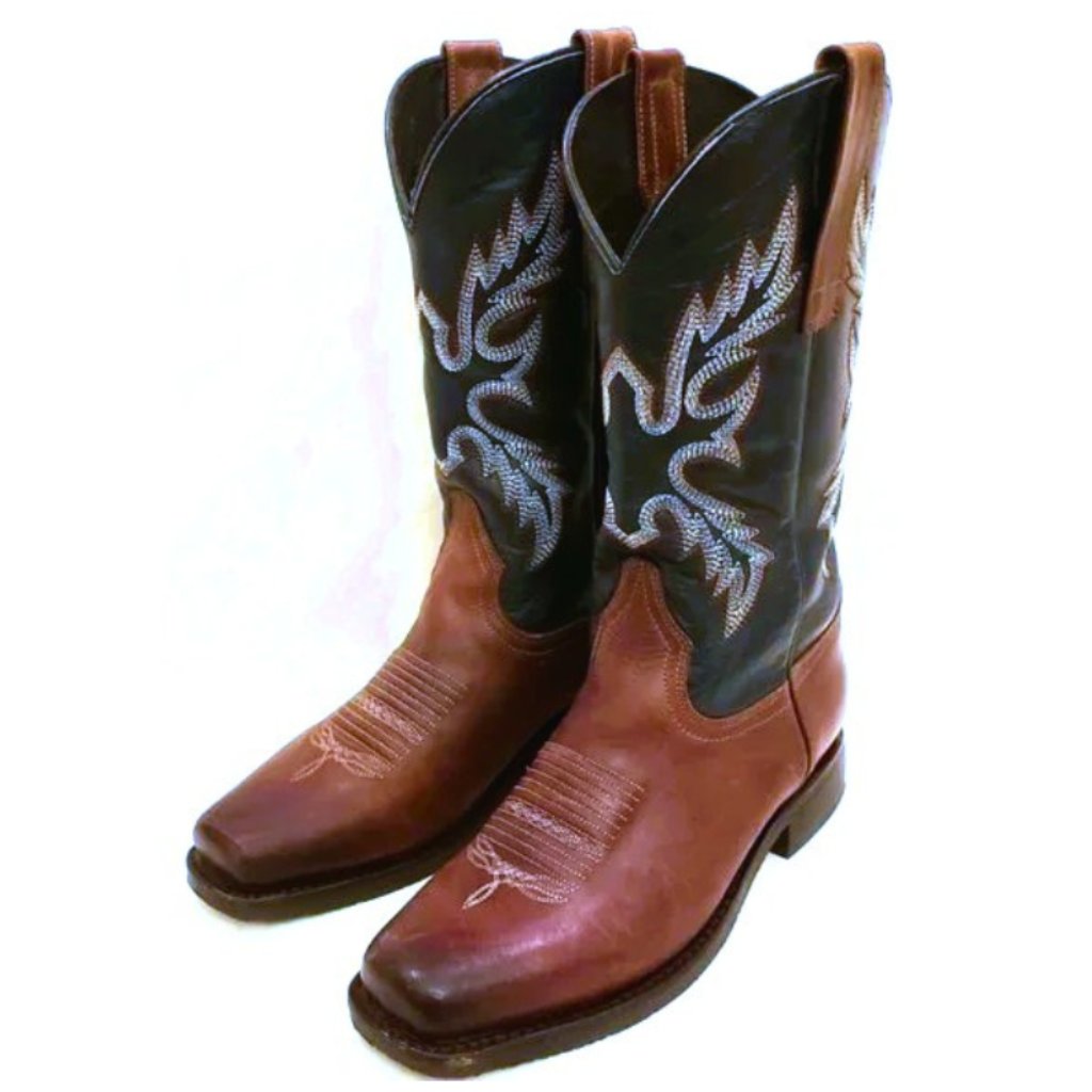 Masterson Boot Co. Women's Western Boots Sz-8.5 Brown/Navy Embroidered Leather